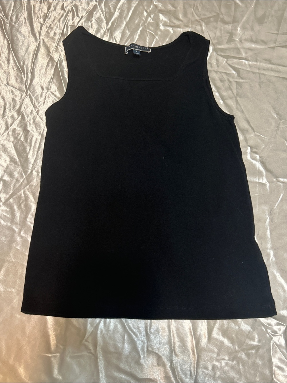 Karen Scott Solid Black Scoop Neck Tank Top Large